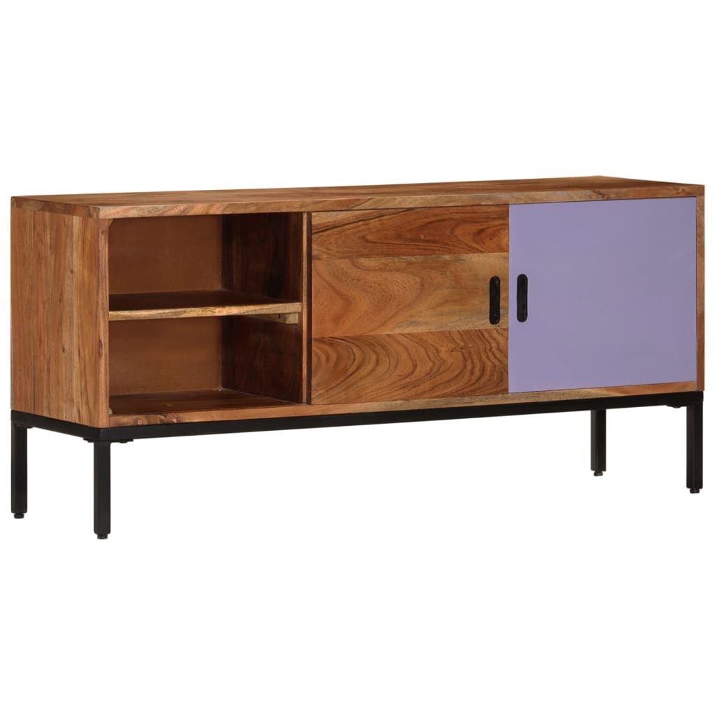 NNEVL TV Cabinet Honey Brown and Grey 110x30x50 cm Solid Wood Acacia-1