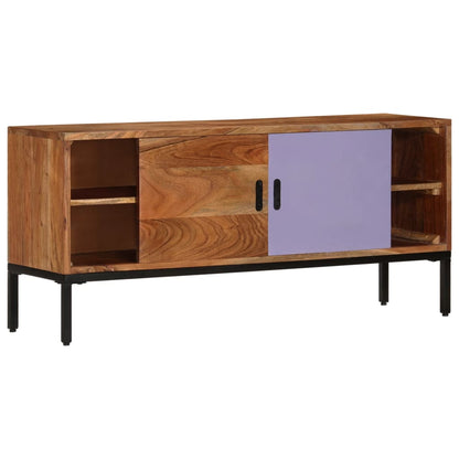 NNEVL TV Cabinet Honey Brown and Grey 110x30x50 cm Solid Wood Acacia-2