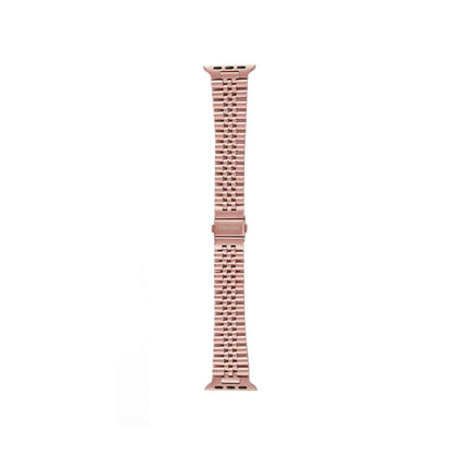 Stainless Steel Link Bracelet Band - The Perth in Rose Gold Large - Compatible with Apple Watch Size 42mm to 45mm-1