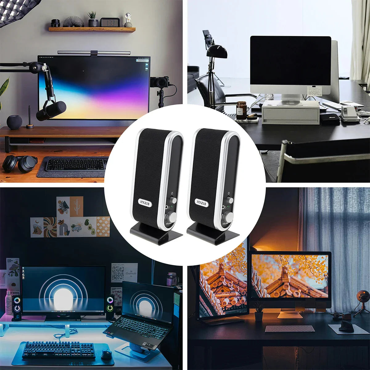 6W USB Wired Stereo Speakers for PC Laptop (White)-4